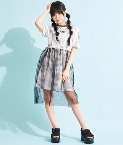 チュール 重ね タイダイ柄 ワンピース 917-7365