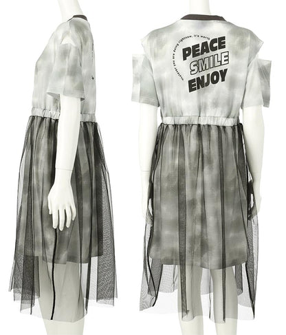 チュール 重ね タイダイ柄 ワンピース 917-7365