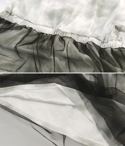 チュール 重ね タイダイ柄 ワンピース 917-7365