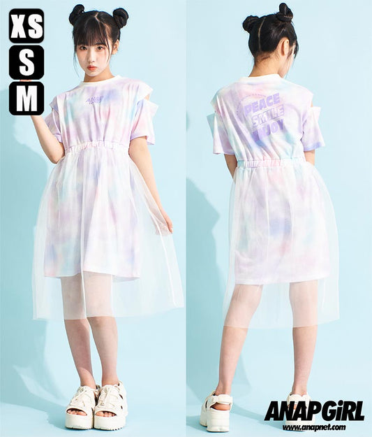 チュール 重ね タイダイ柄 ワンピース 917-7365