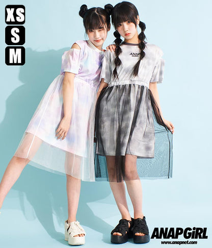 チュール 重ね タイダイ柄 ワンピース 917-7365