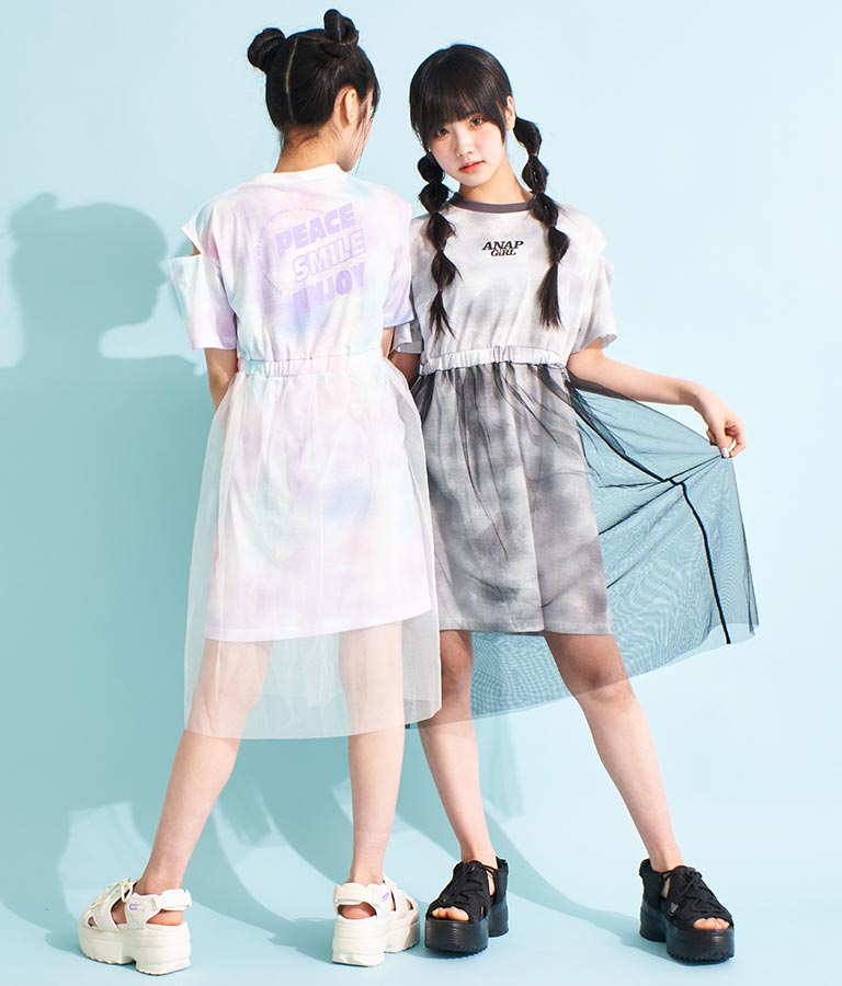 チュール 重ね タイダイ柄 ワンピース 917-7365