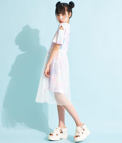 チュール 重ね タイダイ柄 ワンピース 917-7365