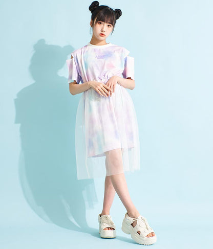 チュール 重ね タイダイ柄 ワンピース 917-7365