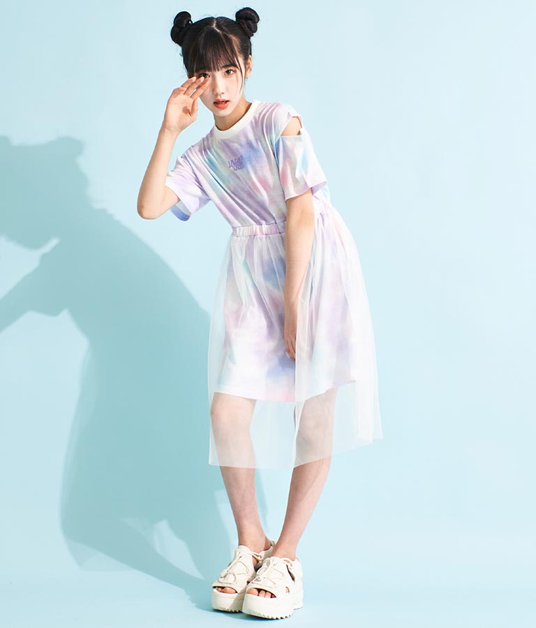 チュール 重ね タイダイ柄 ワンピース 917-7365