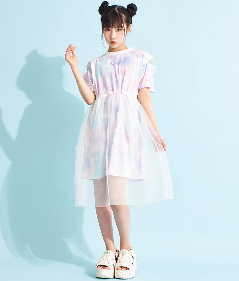 チュール 重ね タイダイ柄 ワンピース 917-7365