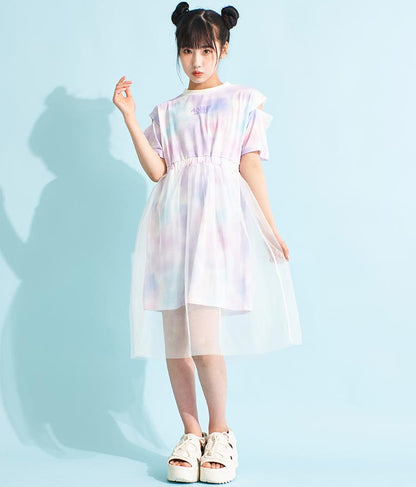 チュール 重ね タイダイ柄 ワンピース 917-7365