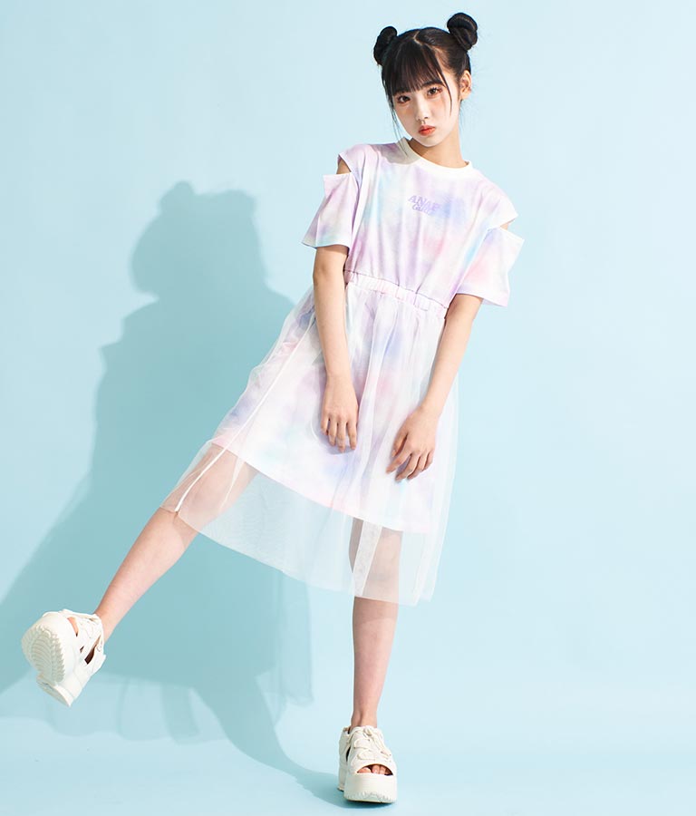 チュール 重ね タイダイ柄 ワンピース 917-7365