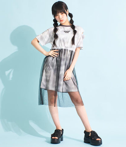 チュール 重ね タイダイ柄 ワンピース 917-7365