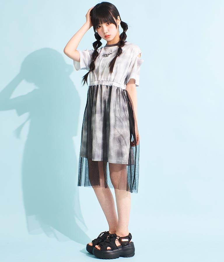 チュール 重ね タイダイ柄 ワンピース 917-7365