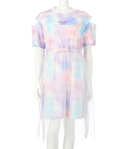 チュール 重ね タイダイ柄 ワンピース 917-7365