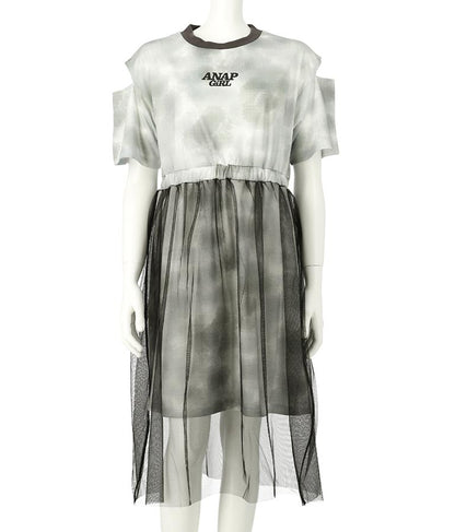 チュール 重ね タイダイ柄 ワンピース 917-7365