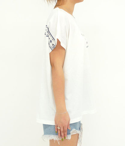 バック オルテガ メッセージ プリント ドルマン Tシャツ 853-5865