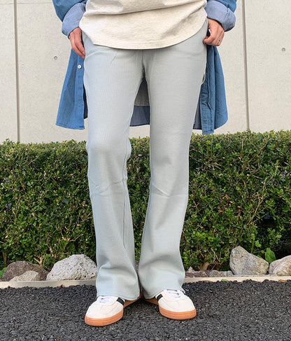 ウエスト ギャザー ワッフル フレア パンツ【セットアップ着用可】 852-5573