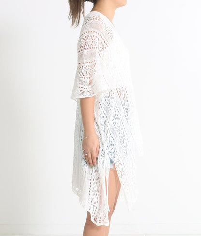 クロシェ編み Vネック ポンチョ チュニック 813-6832