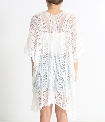 クロシェ編み Vネック ポンチョ チュニック 813-6832