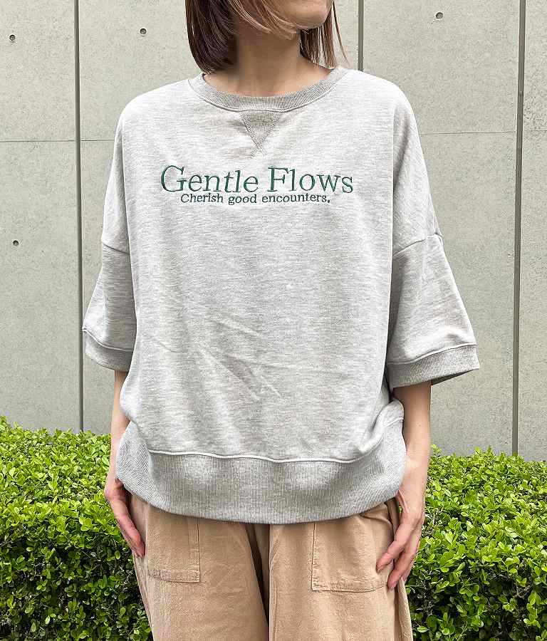 ガーゼ裏毛 5分袖 ロゴ 刺繍 スウェット プルオーバー 853-5837