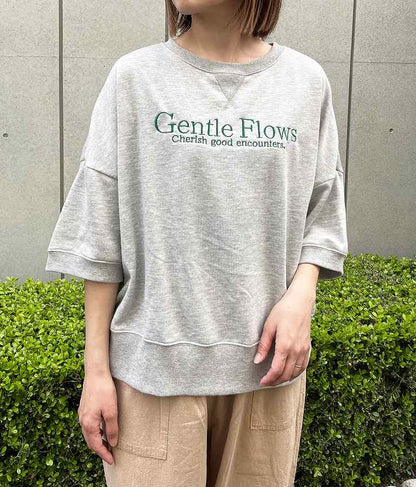 ガーゼ裏毛 5分袖 ロゴ 刺繍 スウェット プルオーバー 853-5837