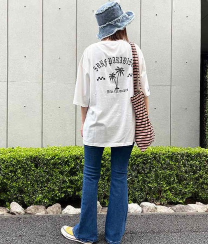 パームツリー チェッカーデザイン ビッグ 半袖 Tシャツ 853-5866