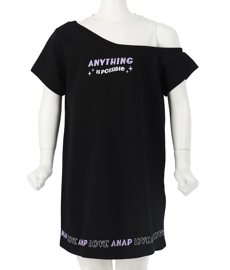 アシンメトリー オフショルダー バックジップ ワンピース 427-3278