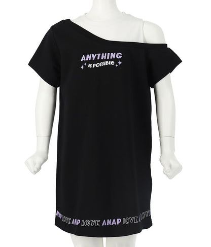 アシンメトリー オフショルダー バックジップ ワンピース 427-3278