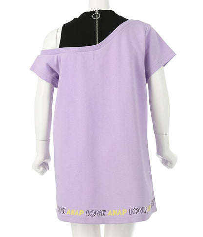 アシンメトリー オフショルダー バックジップ ワンピース 427-3278