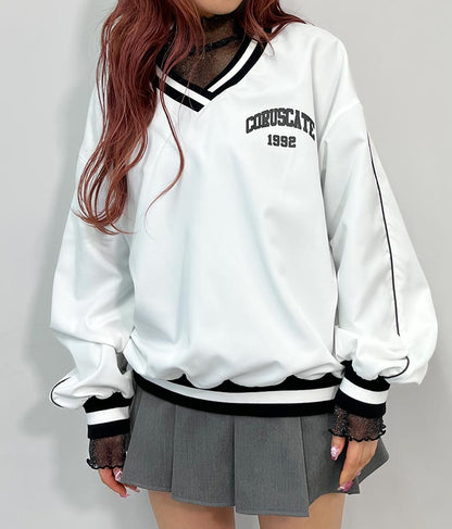 Vネック ライン リブ プルオーバー 793-9144