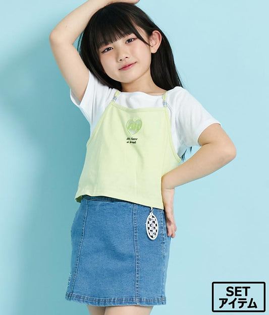ハート あき ビーズ付 キャミソール + Tシャツ セット 428-3279