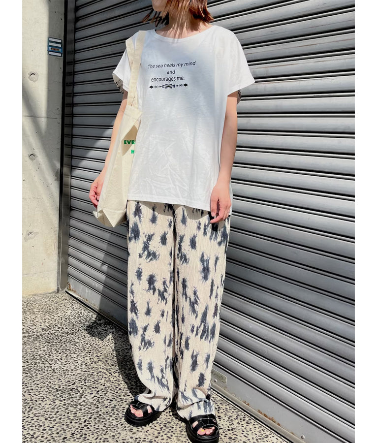 バック オルテガ メッセージ プリント ドルマン Tシャツ 853-5865