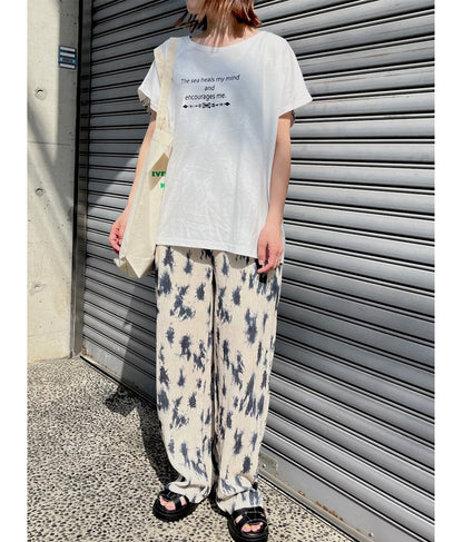 バック オルテガ メッセージ プリント ドルマン Tシャツ 853-5865