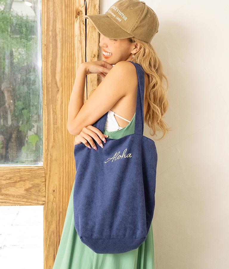 パイル ALOHA 刺繍トート バッグ 859-5873