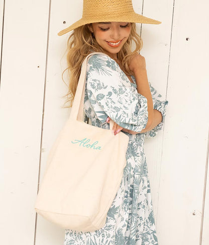 パイル ALOHA 刺繍トート バッグ 859-5873