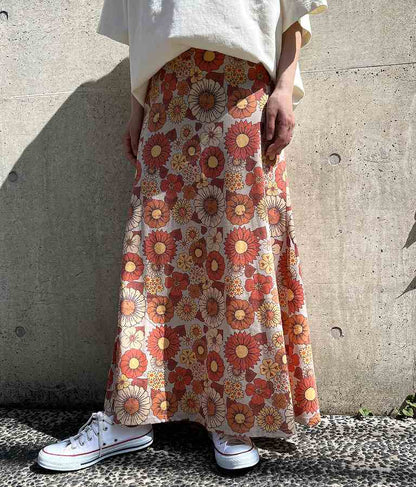 レトロ フラワー セミフレア スカート 851-5610