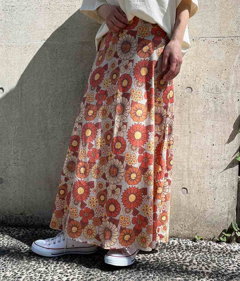 レトロ フラワー セミフレア スカート 851-5610