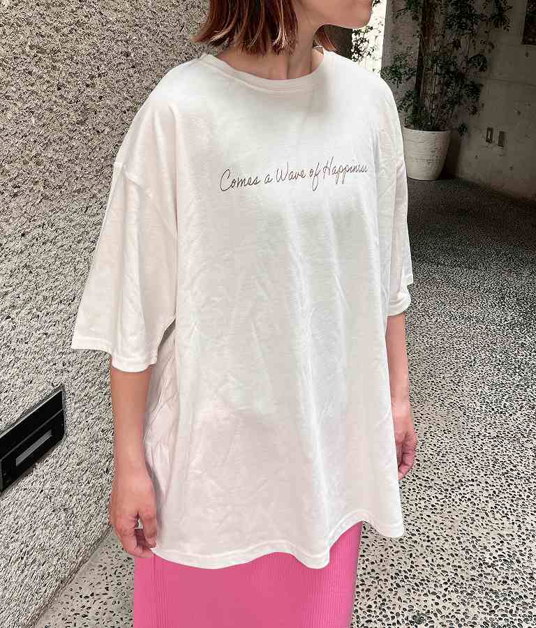 メッセージ プリント ビッグ Tシャツ 853-5854