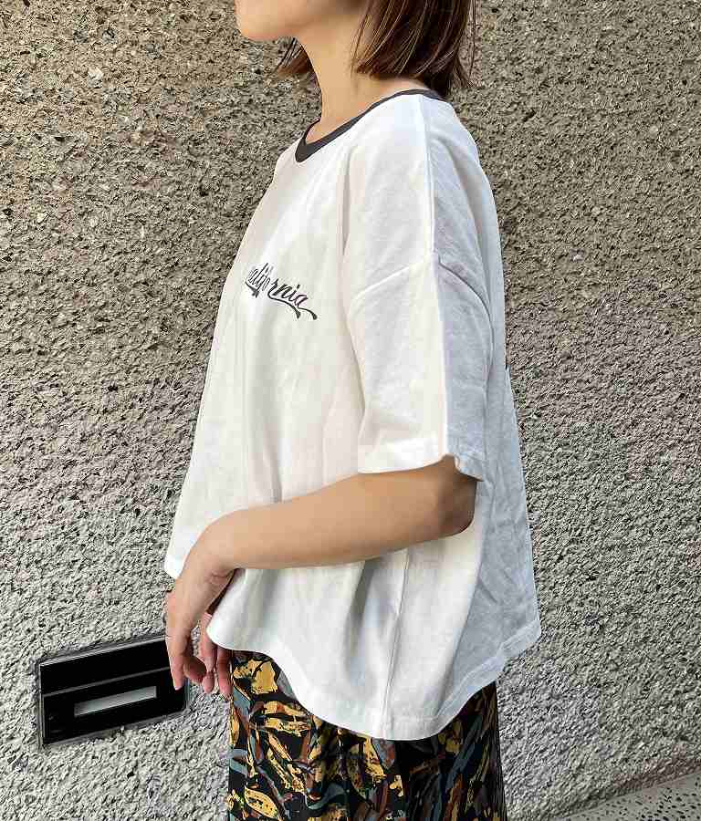 国旗 プリント コットン リンガー Tシャツ 853-5858