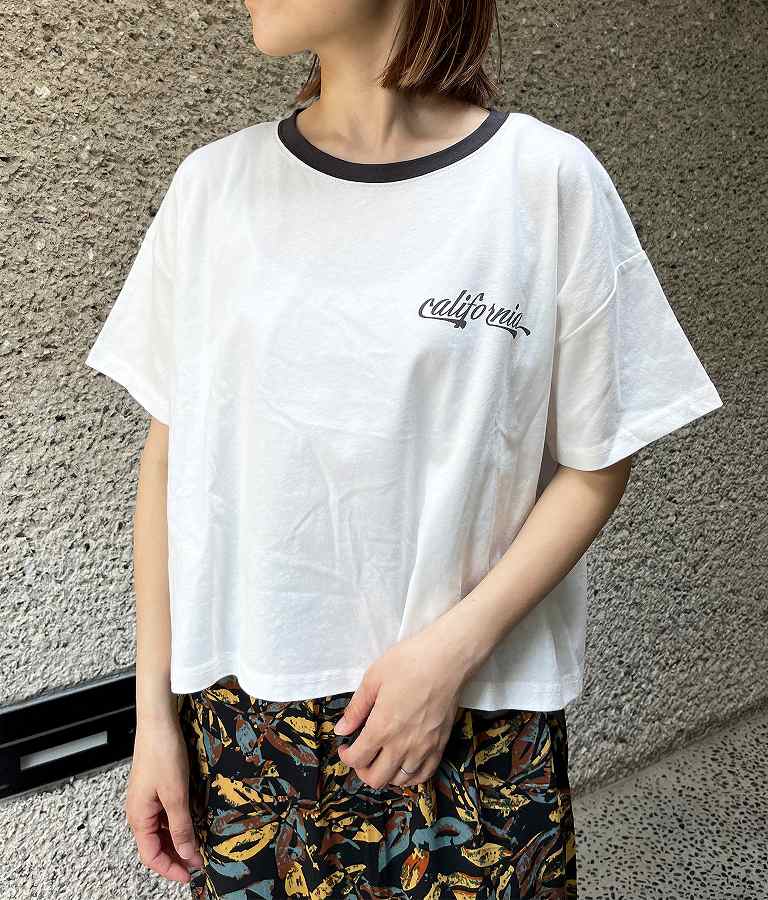 国旗 プリント コットン リンガー Tシャツ 853-5858