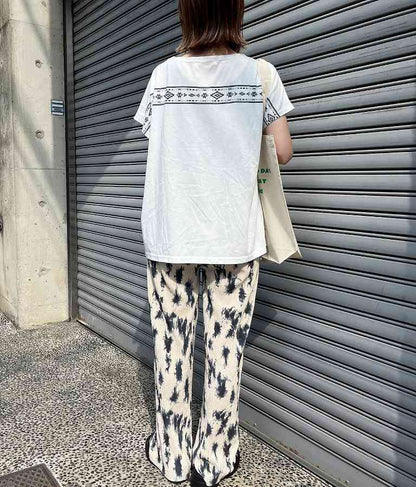 バック オルテガ メッセージ プリント ドルマン Tシャツ 853-5865