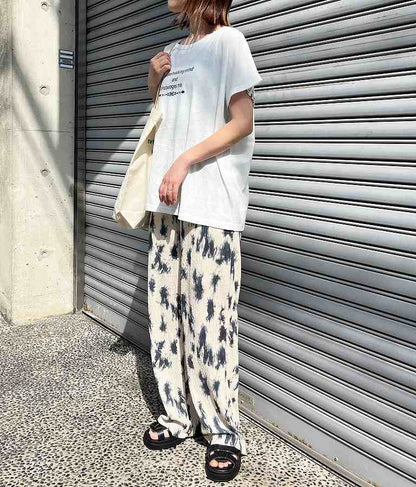 バック オルテガ メッセージ プリント ドルマン Tシャツ 853-5865