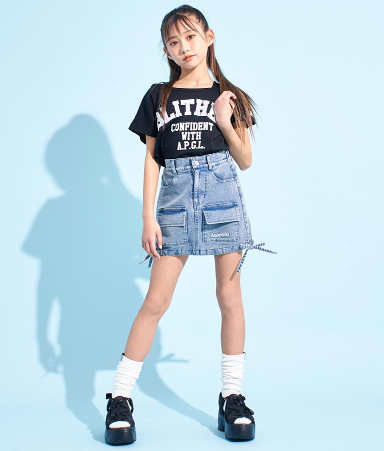 サイド ドロスト リボン カーゴ スカート