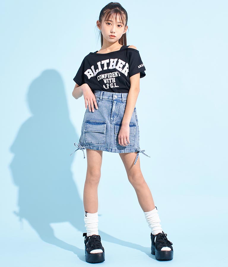 サイド ドロスト リボン カーゴ スカート 911-7477