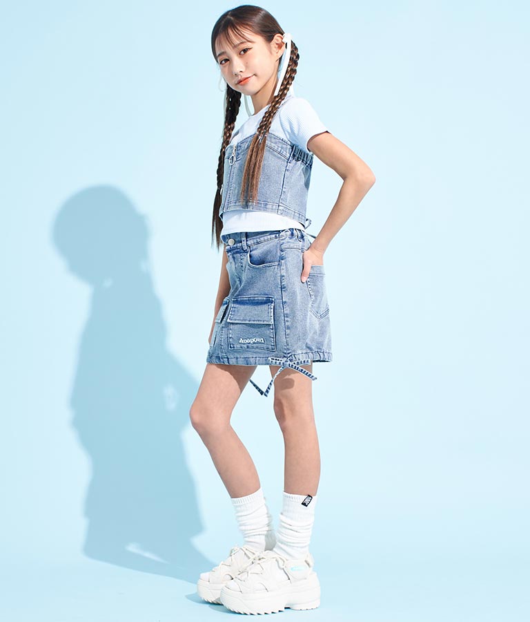 サイド ドロスト リボン カーゴ スカート 911-7477