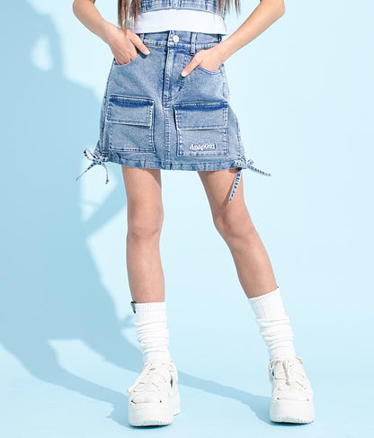 サイド ドロスト リボン カーゴ スカート 911-7477