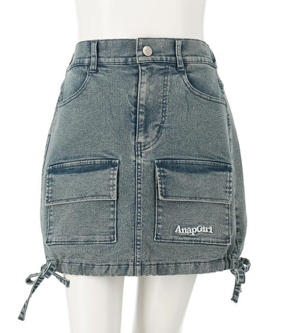 サイド ドロスト リボン カーゴ スカート 911-7477