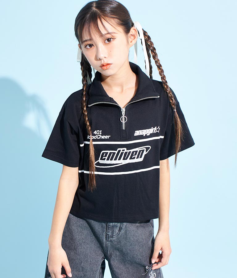 スポーティー ロゴ ハーフ ジップTシャツ 913-7362