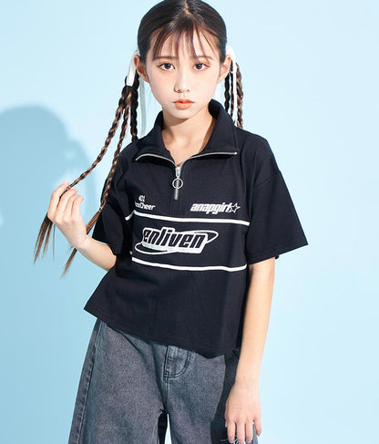 スポーティー ロゴ ハーフ ジップTシャツ 913-7362