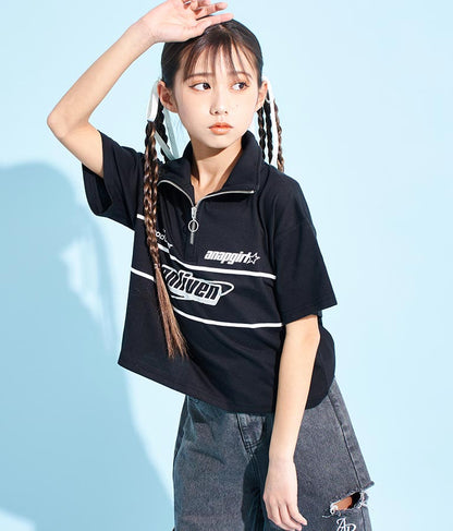 スポーティー ロゴ ハーフ ジップTシャツ 913-7362