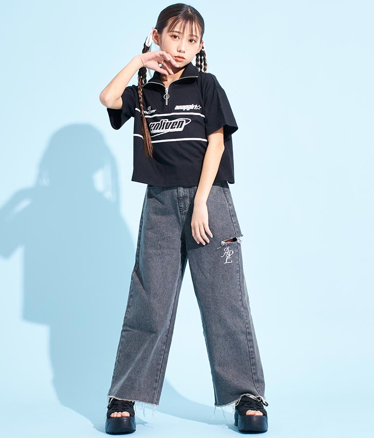 スポーティー ロゴ ハーフ ジップTシャツ 913-7362