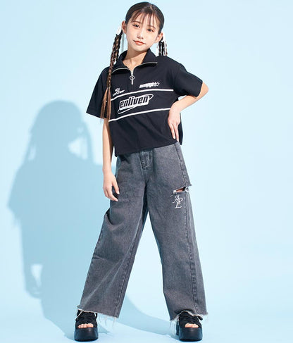 スポーティー ロゴ ハーフ ジップTシャツ 913-7362