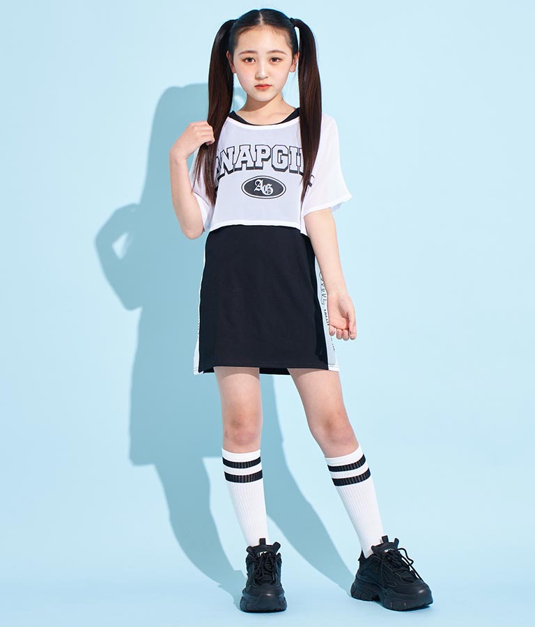 シアー Tシャツ × サイド ライン タンク ワンピース SET